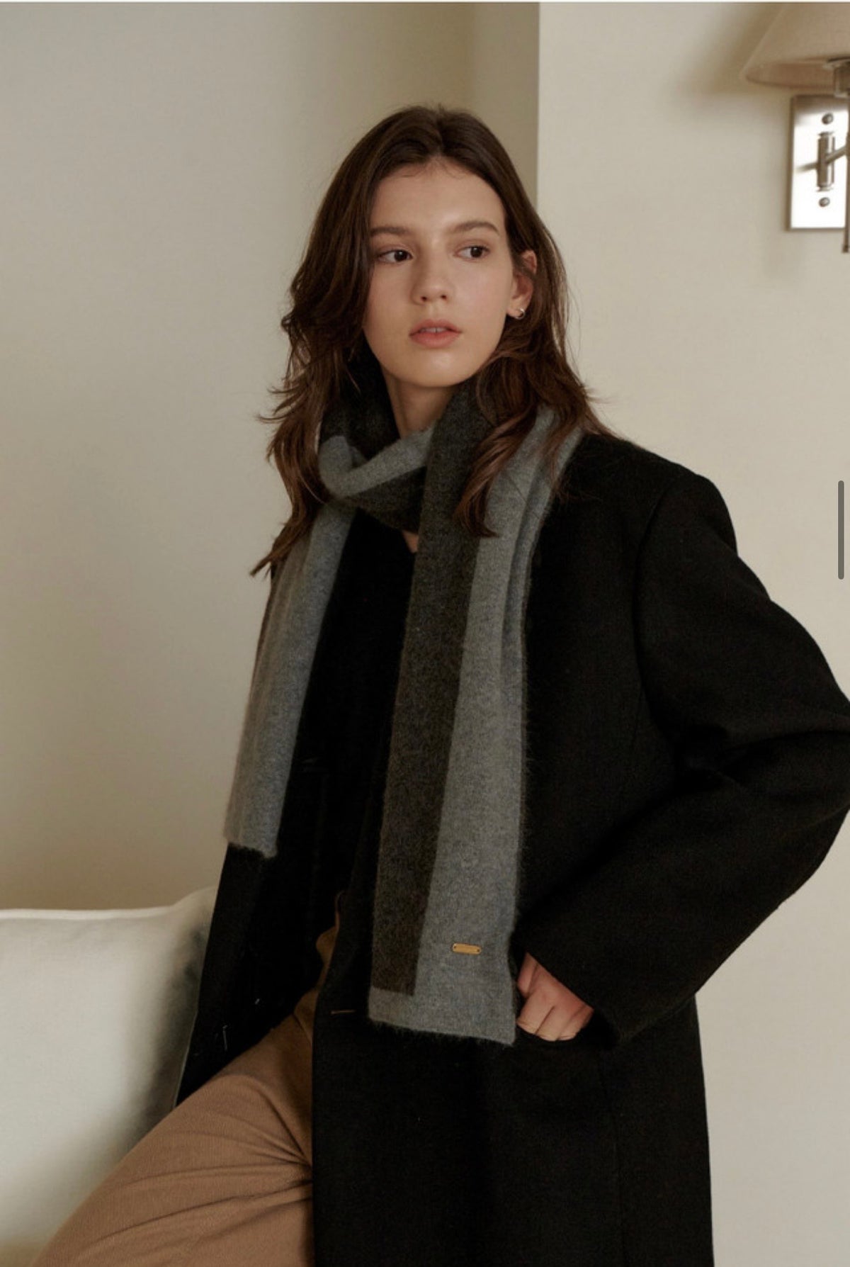 Two-Tone Knit Scarf – Cloud Charcoal