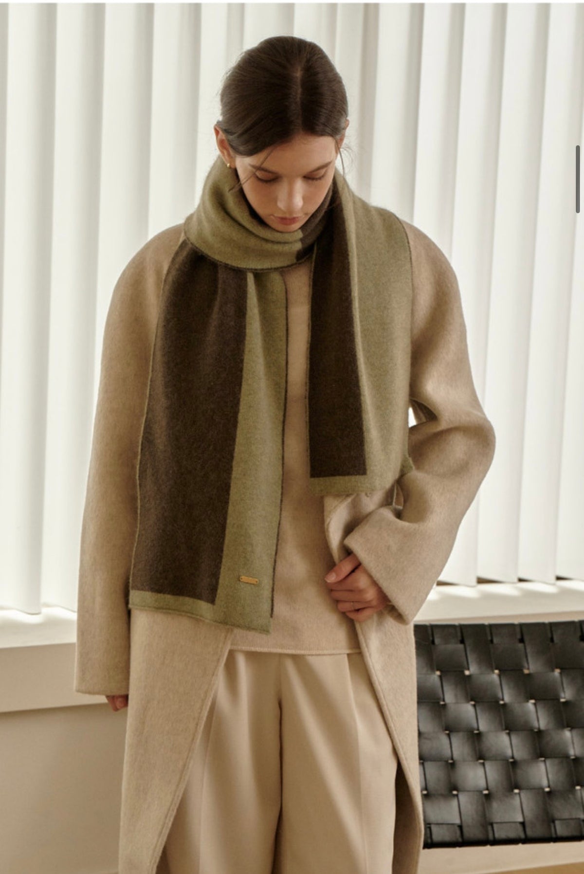 Two-Tone Knit Scarf – Pistachio