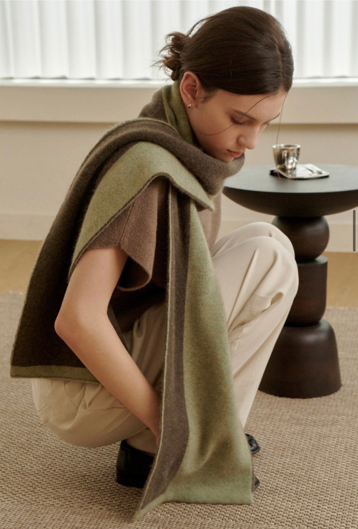 Two-Tone Knit Scarf – Pistachio