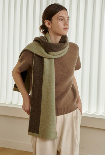 Two-Tone Knit Scarf – Pistachio