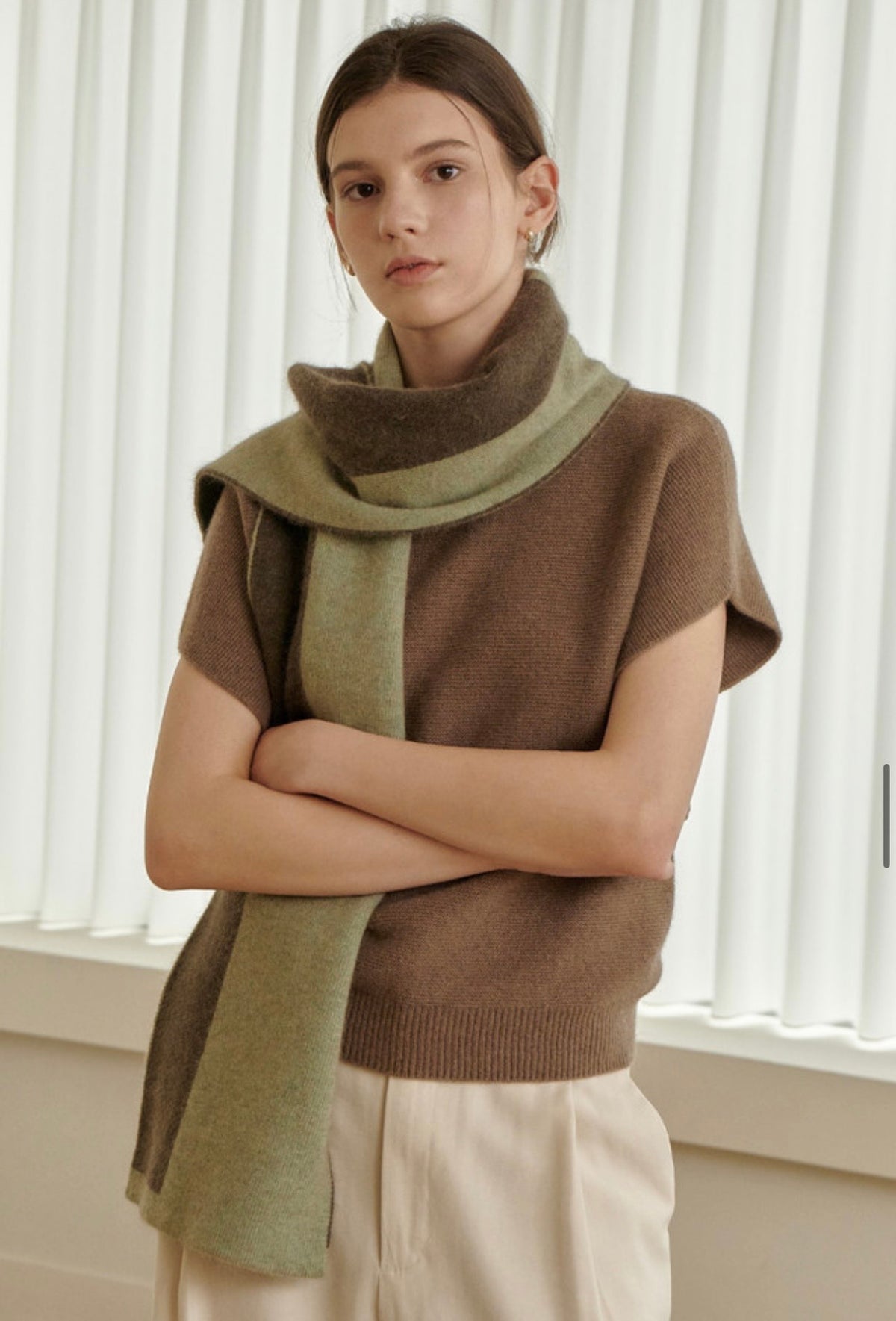 Two-Tone Knit Scarf – Pistachio