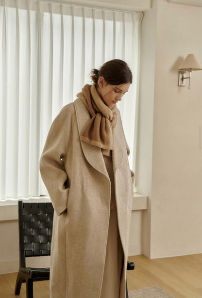 Two-Tone Knit Scarf – Latte