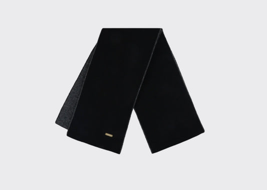 Reversible Cashmere & Wool Blend Scarf – Black Charcoal