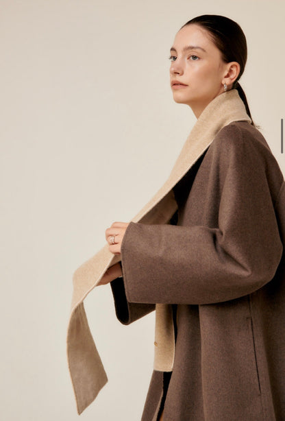 Reversible Cashmere & Wool Blend Scarf – Beige