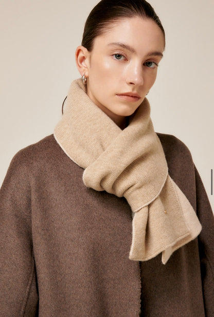 Reversible Cashmere & Wool Blend Scarf – Beige
