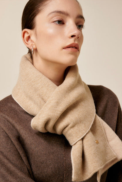 Reversible Cashmere & Wool Blend Scarf – Beige