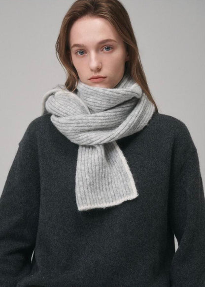 Bouclé Baby Alpaca Winter Scarf – Light Gray
