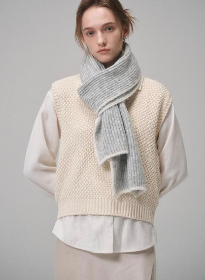 Bouclé Baby Alpaca Winter Scarf – Light Gray