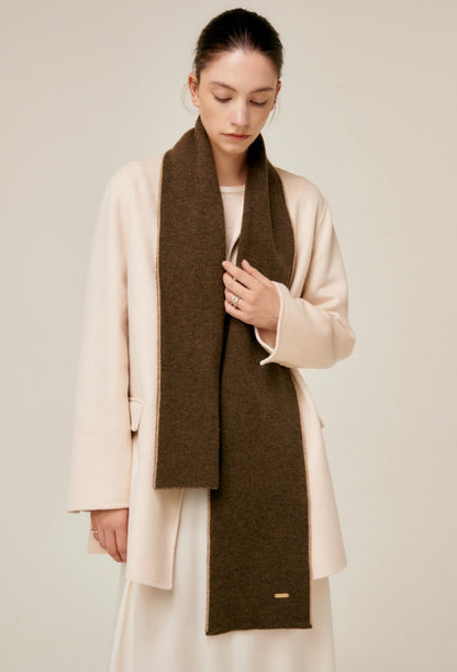 Reversible Cashmere & Wool Blend Scarf – Brown