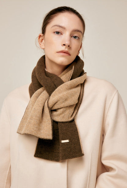 Reversible Cashmere & Wool Blend Scarf – Brown