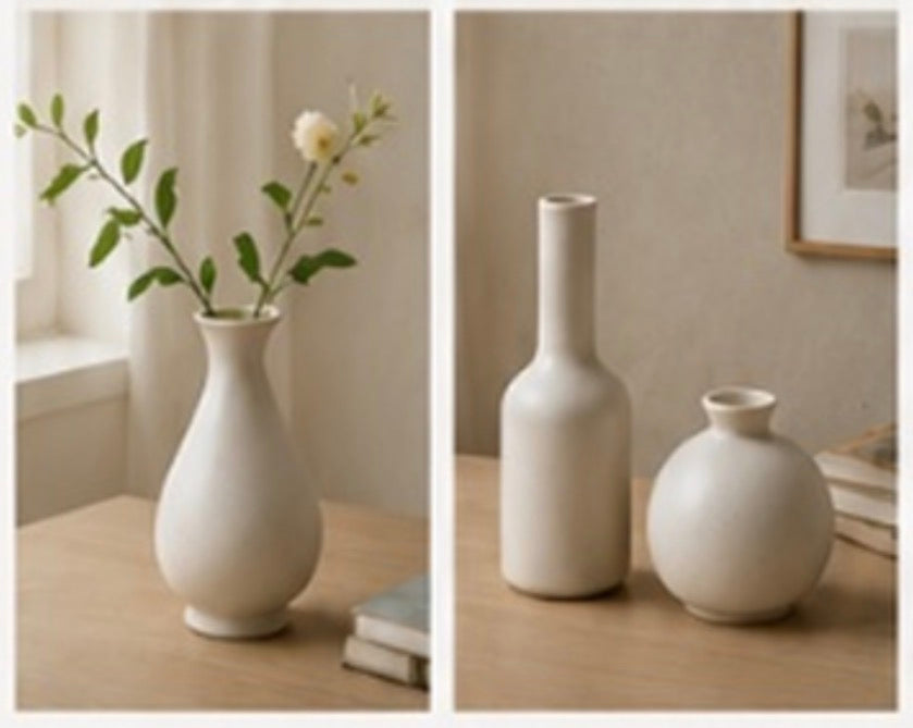 Ivory Ceramic Vase – Five Sculptural Shapes