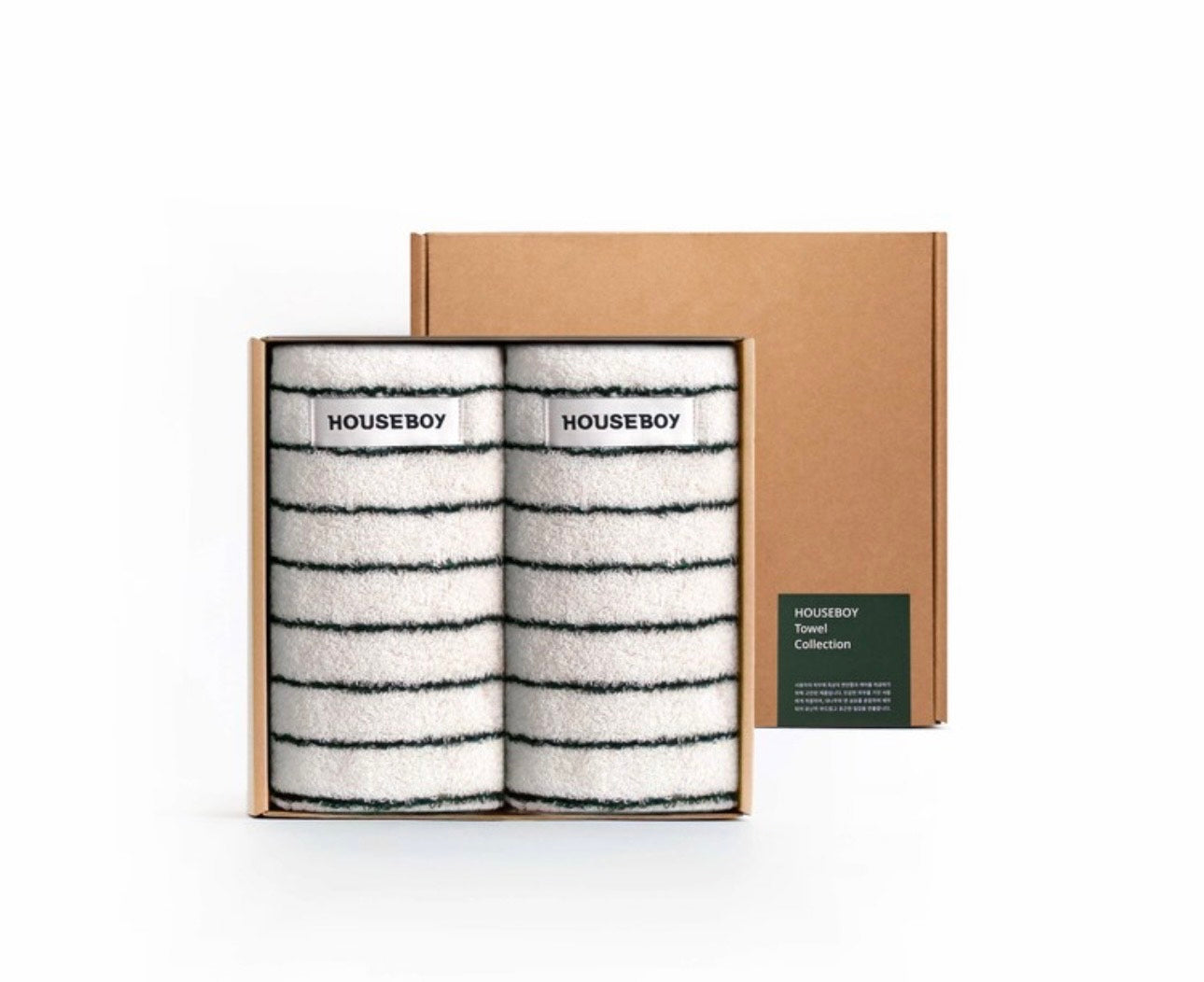 [present set]Washing Towel Set Stripe Green 2P