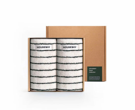 [present set]Washing Towel Set Stripe Green 2P