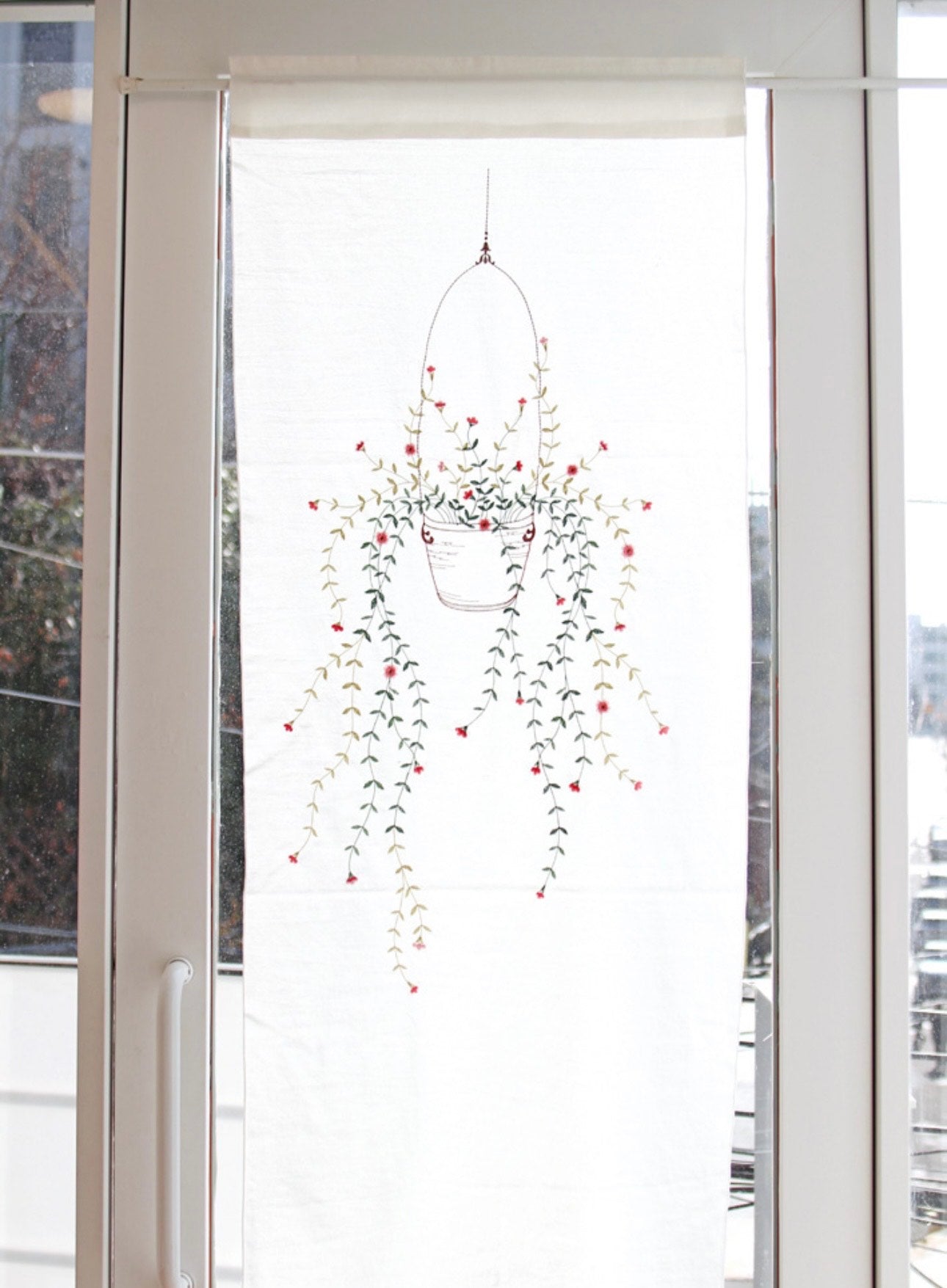 Embroidered coverings Barnes small window curtains