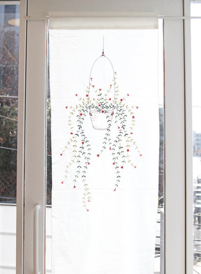 Embroidered coverings Barnes small window curtains