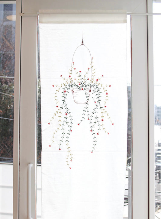 Embroidered coverings Barnes small window curtains