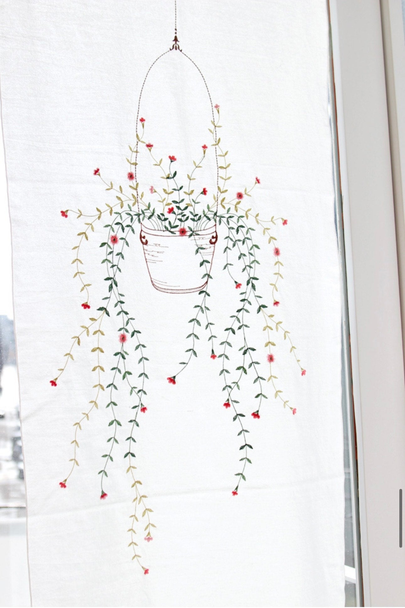 Embroidered coverings Barnes small window curtains