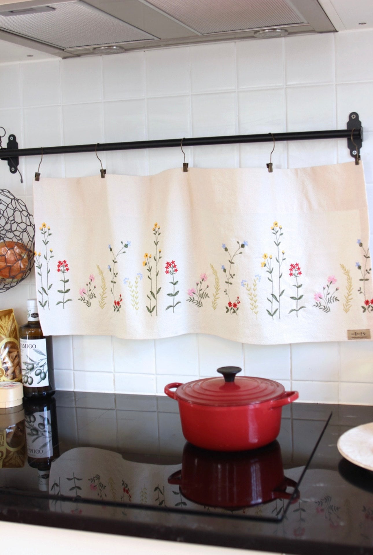 Wildflower Embroidery Kitchen Window Cover Barnes Curtain