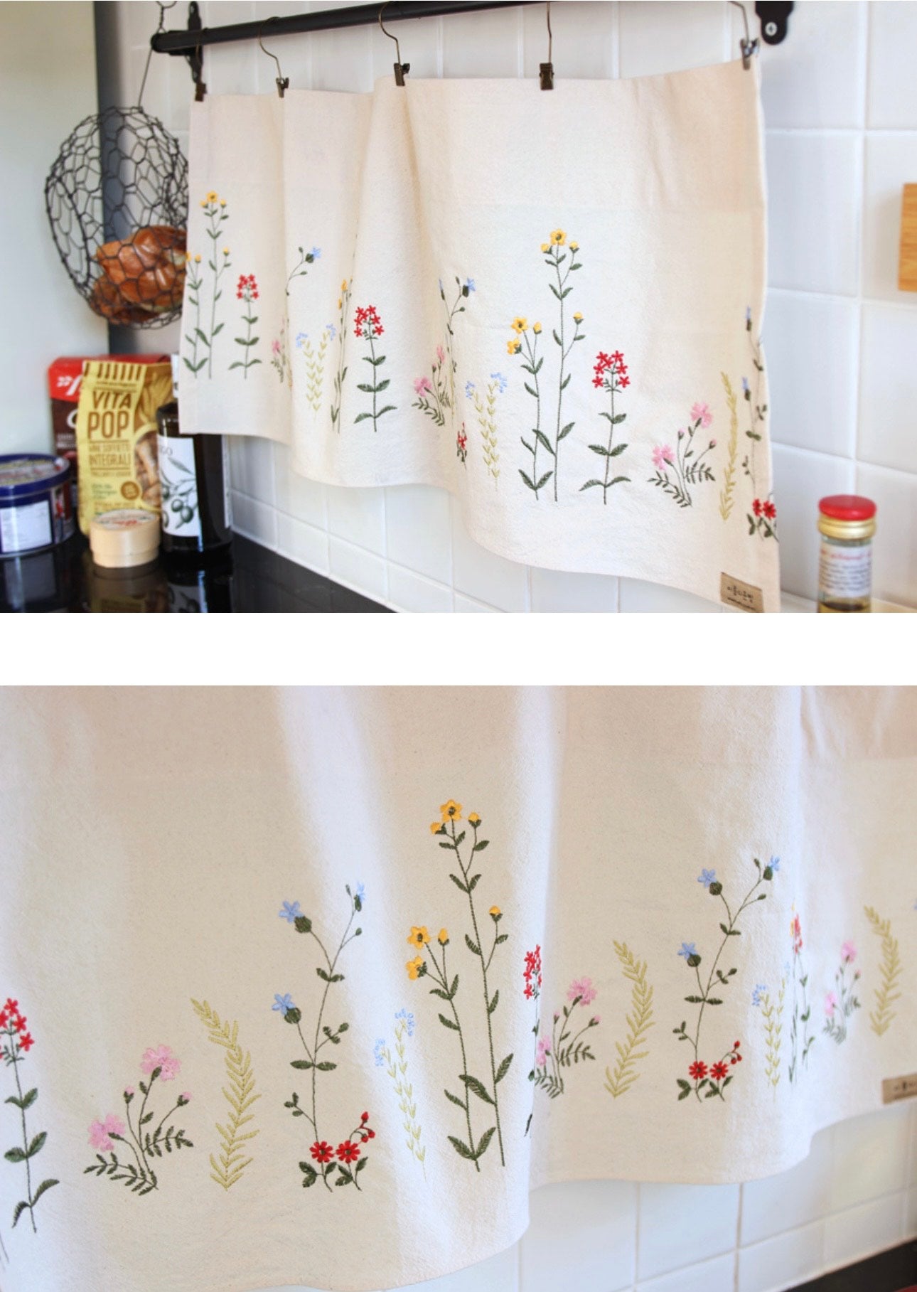 Wildflower Embroidery Kitchen Window Cover Barnes Curtain