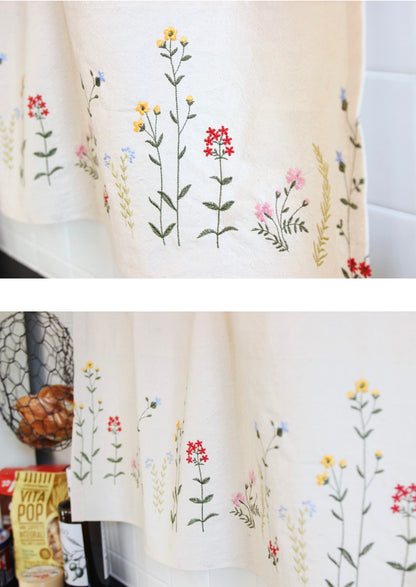 Wildflower Embroidery Kitchen Window Cover Barnes Curtain