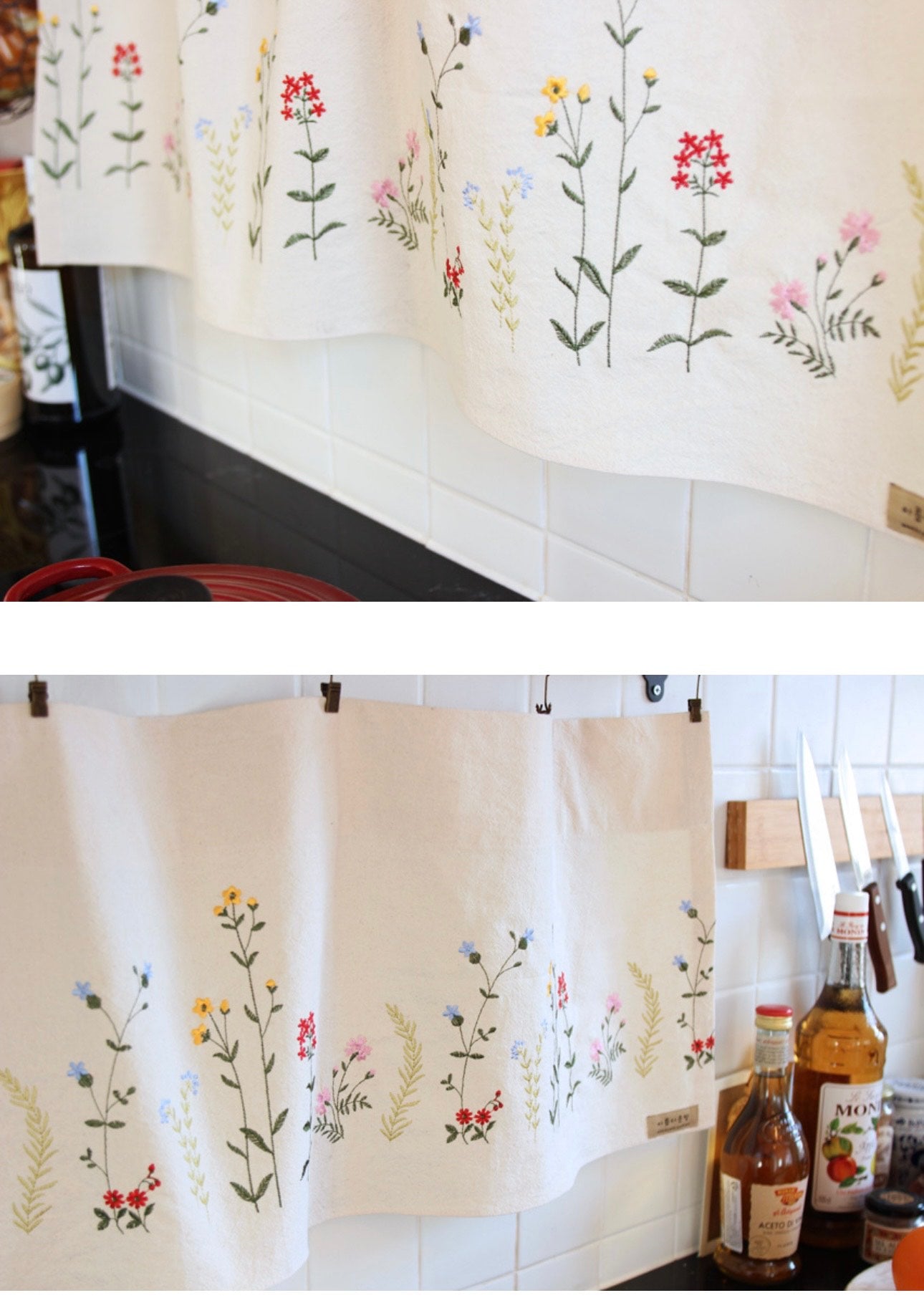 Wildflower Embroidery Kitchen Window Cover Barnes Curtain