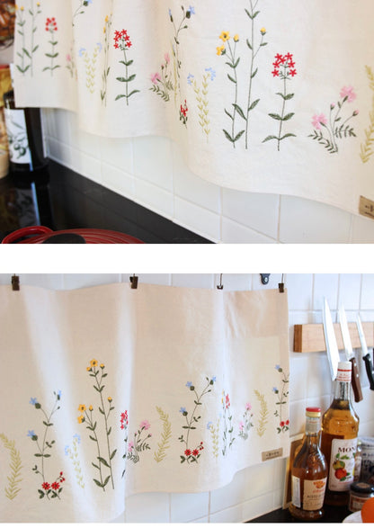 Wildflower Embroidery Kitchen Window Cover Barnes Curtain