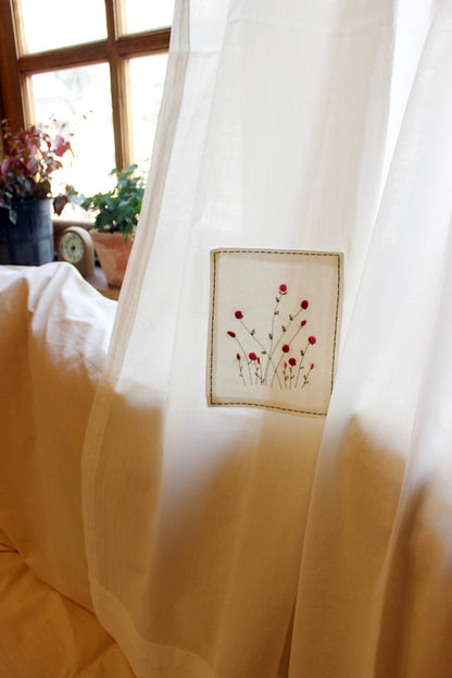 embroidered small window grit curtain