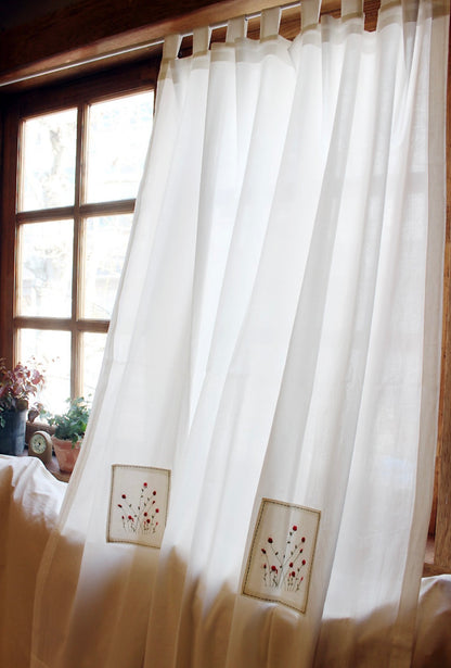 embroidered small window grit curtain