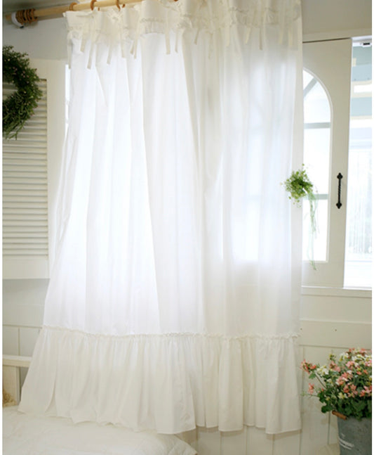 Frill white window curtain Short small window curtain