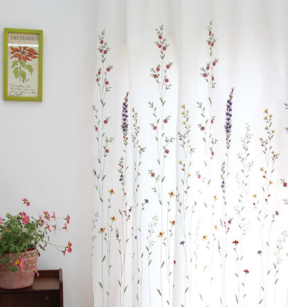 Wildflower Embroidery Cover Small Window Curtain
