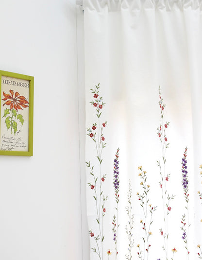 Wildflower Embroidery Cover Small Window Curtain
