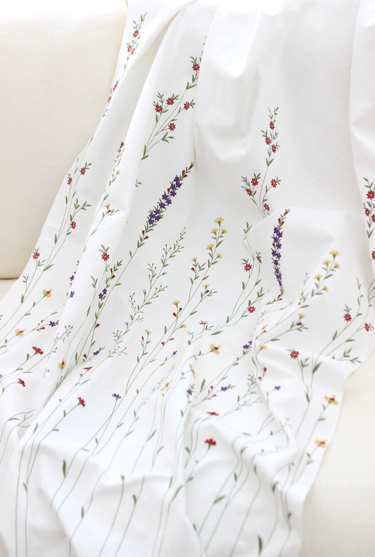 Wildflower Embroidery Cover Small Window Curtain