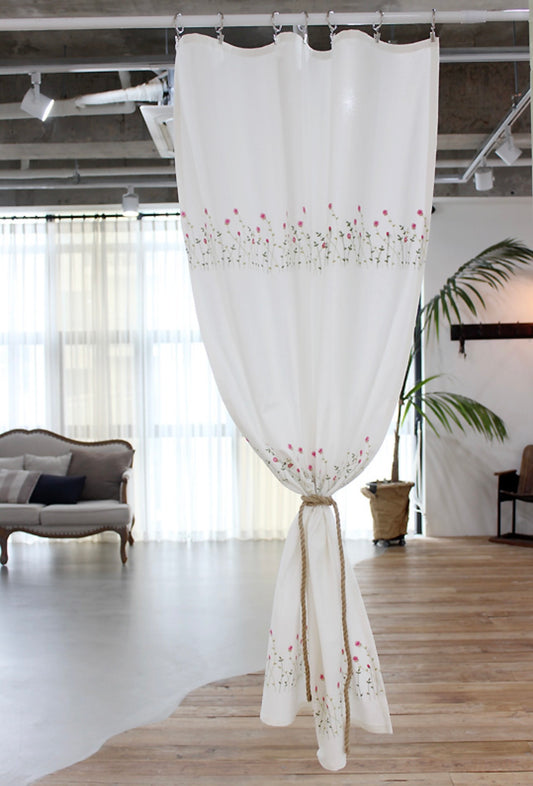 Rose embroidery small window curtain
