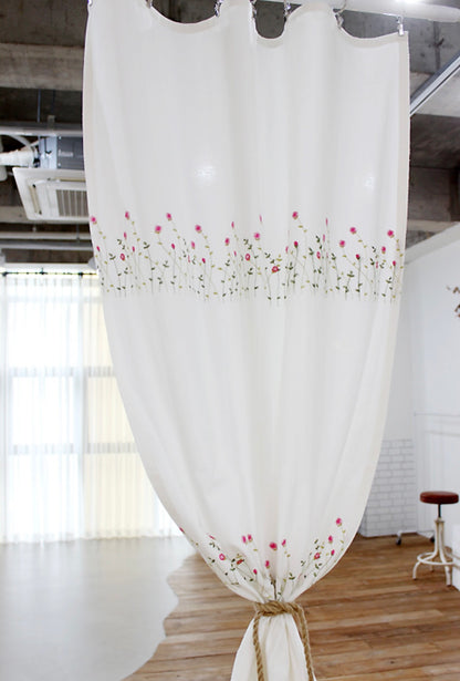 Rose embroidery small window curtain