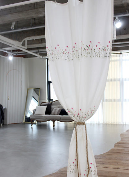 Rose embroidery small window curtain
