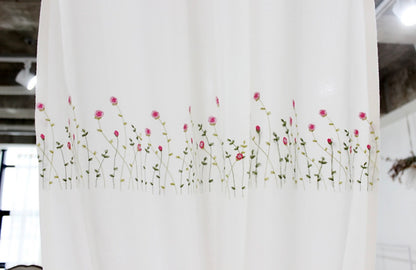 Rose embroidery small window curtain