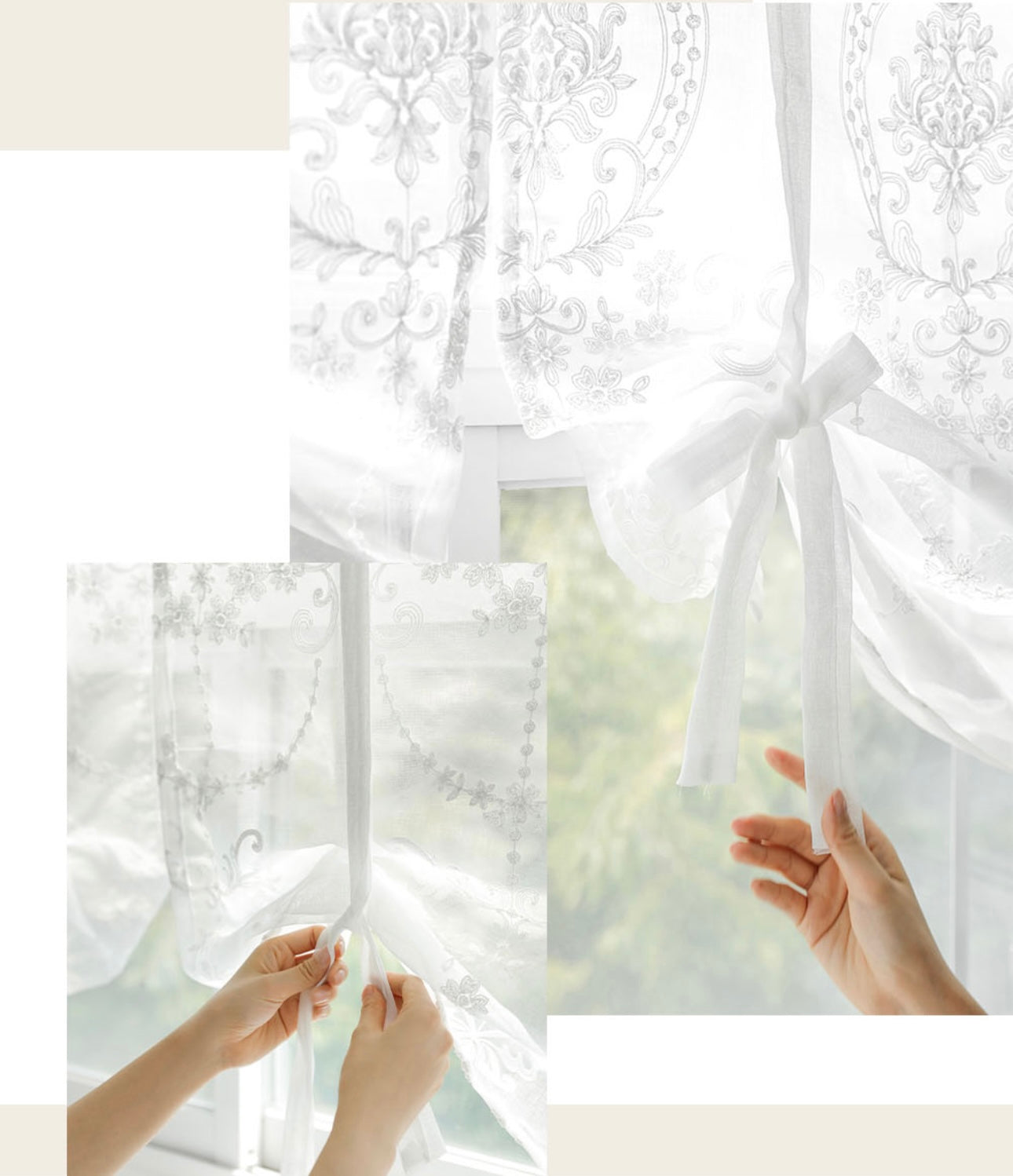 Julie Ribbon Rollup White Embroidery Balance 1P