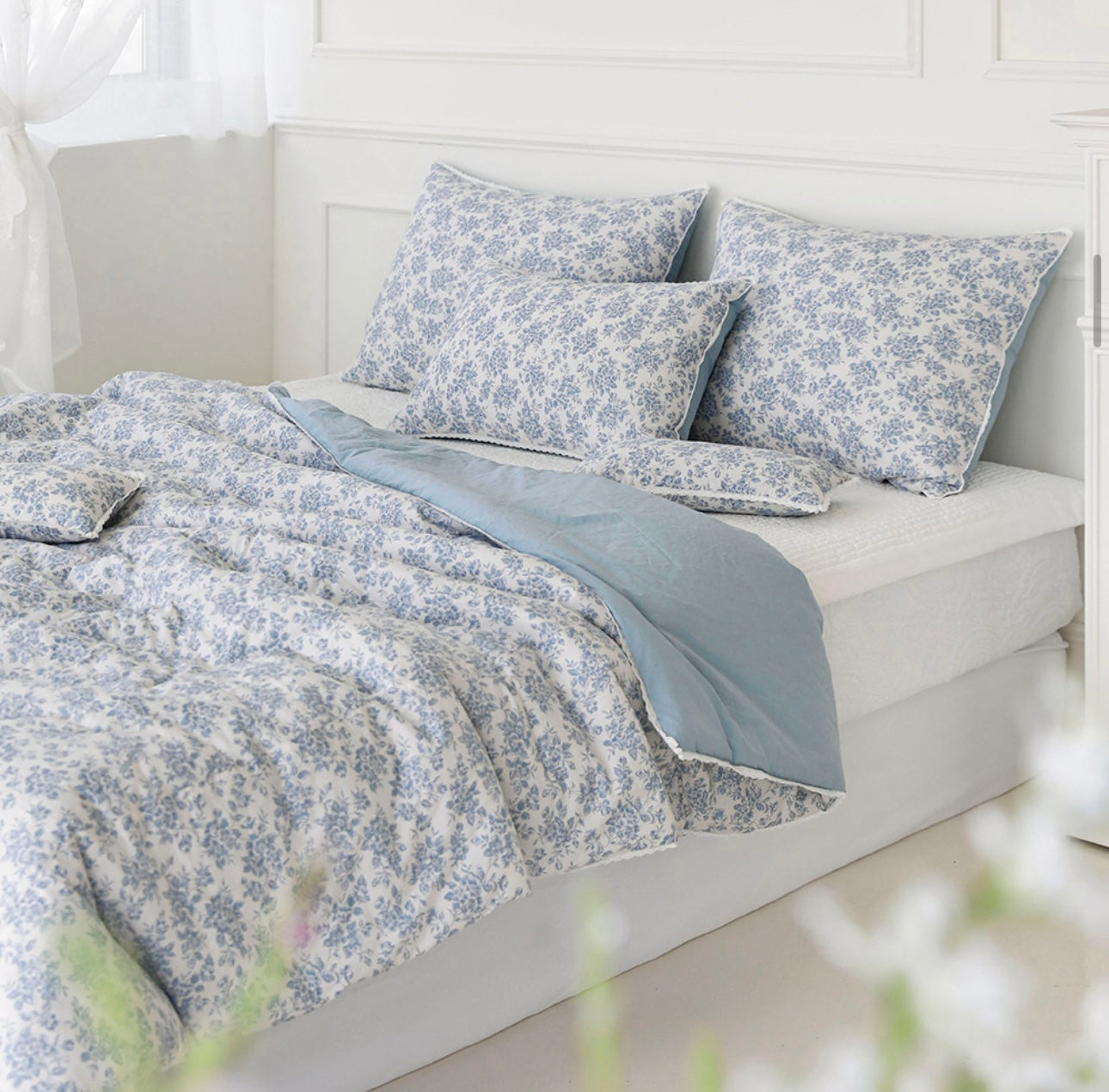 Rosa Flower High Density Pure Cotton Allergy Care Bed set