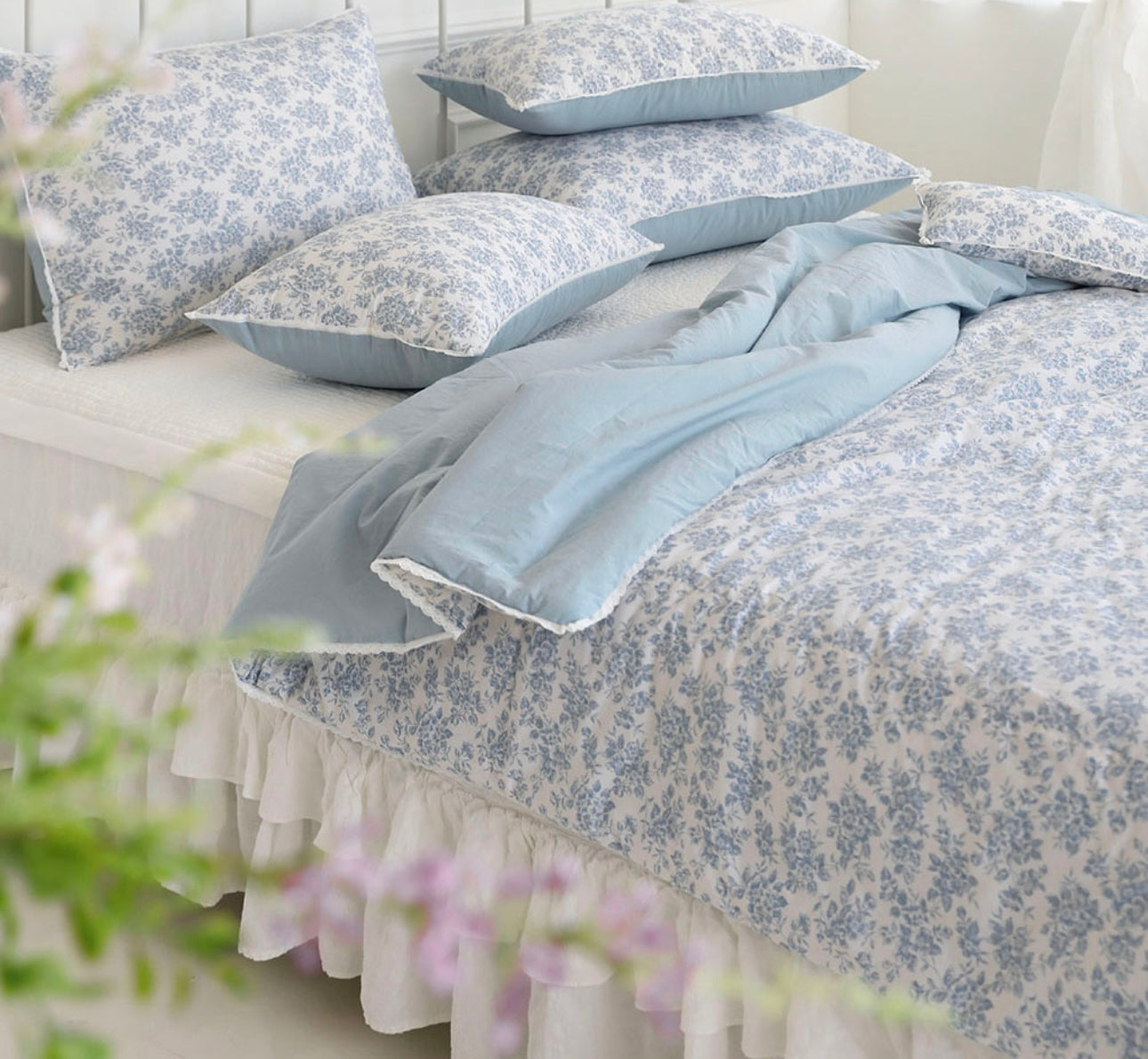Rosa Flower High Density Pure Cotton Allergy Care Bed set